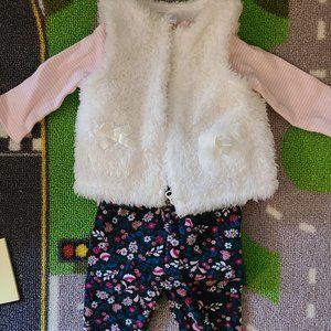 Newborn Girls Fur Vest Outfit